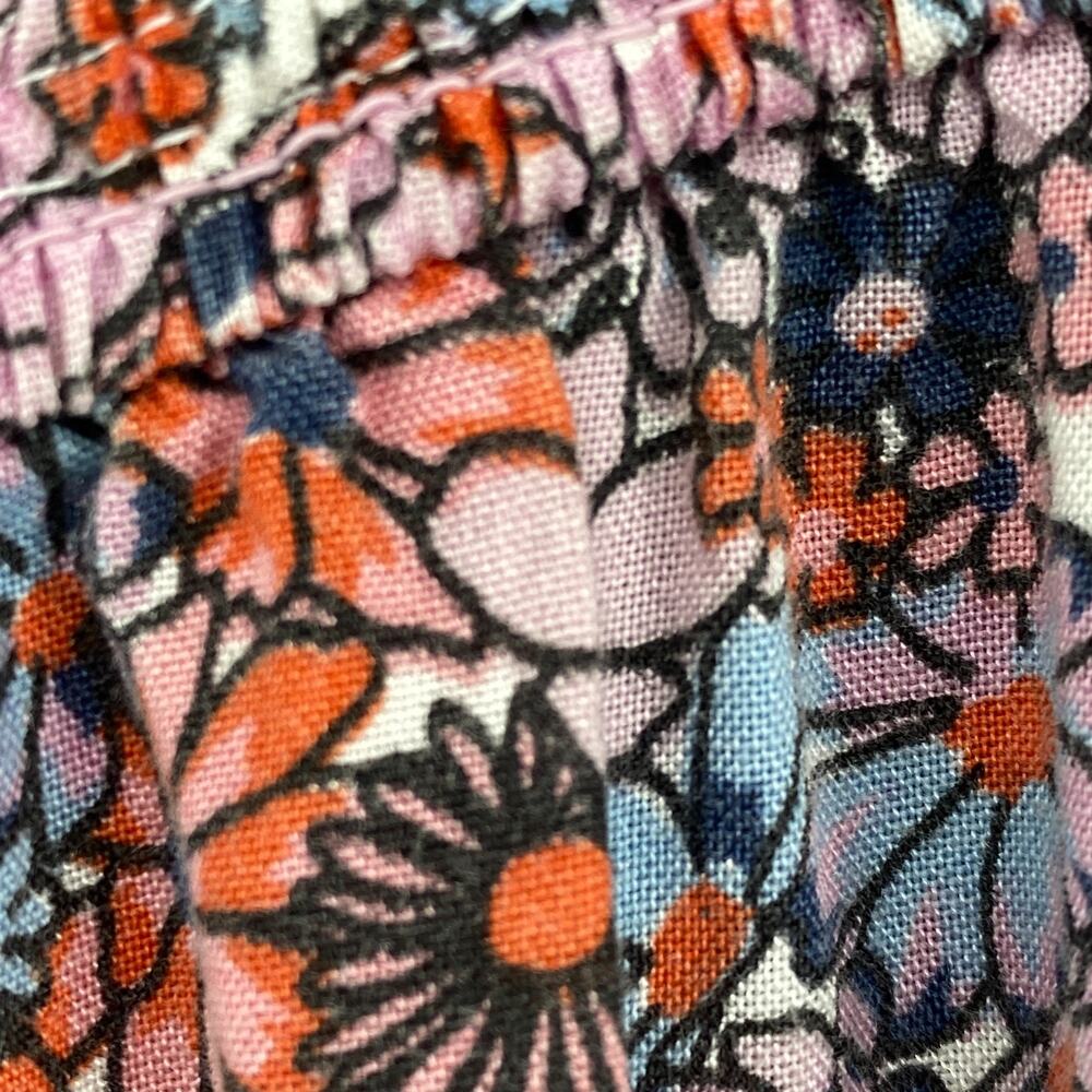 Boho Skirt M Floral Hippie Festival Peasant Smocked Waist Purple Home Sewn